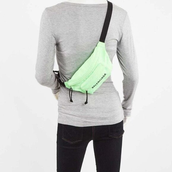 Balenciaga Verde Fluo Recycled Nylon Logo Embroidered Wheel Belt Bag - Picture 11 of 12